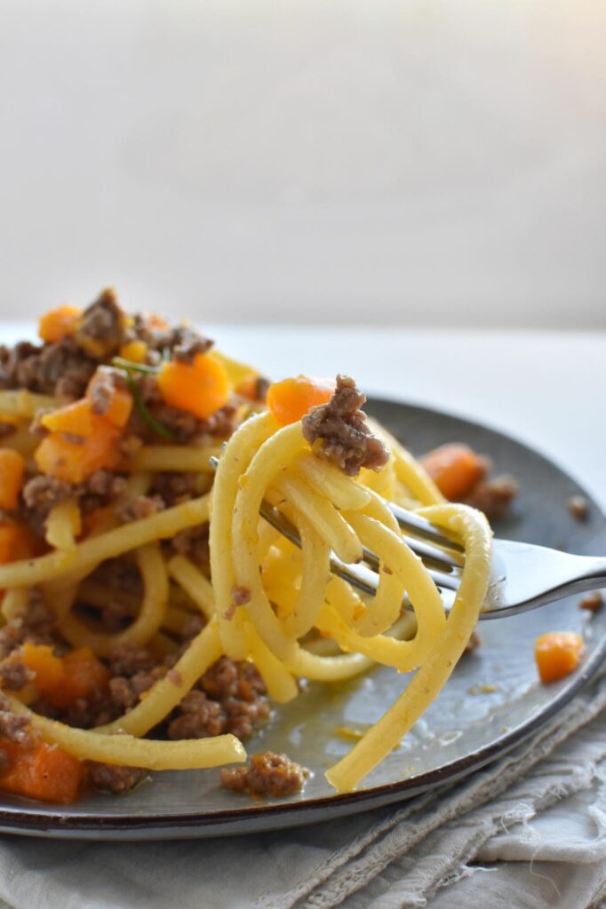 bigoli ragù lepre e zucca